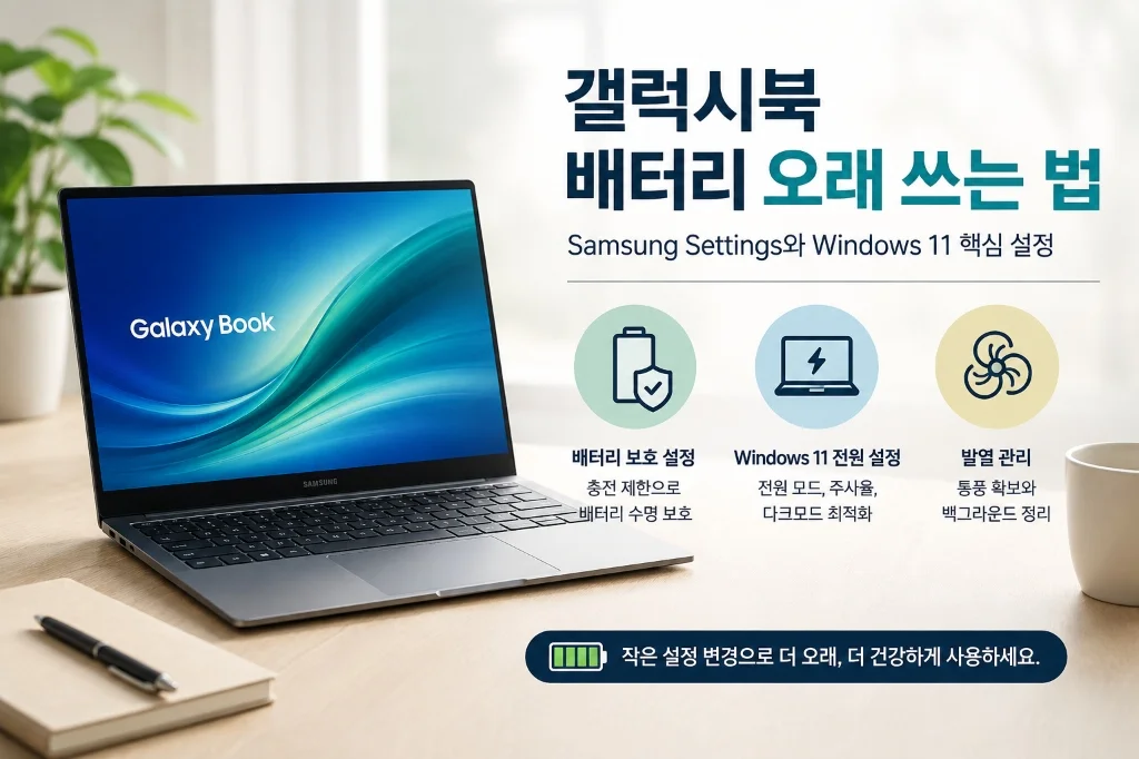 갤럭시북 배터리 오래 쓰는 설정 방법 안내